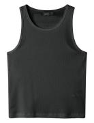 Nlfhinaja Crop Solid Tank Top Tops T-shirts Sleeveless Black LMTD