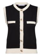 Knitted Waistcoat With Contrast Piping Vest Black Mango