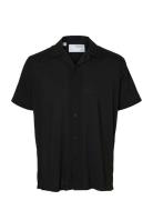 Slhregair Shirt Ss Mix G Camp Tops Shirts Short-sleeved Black Selected...