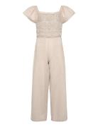 Jumpsuit With Crochet Detail Jumpsuit Beige Mango