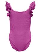 Kogwave Structure Swimsuit Acc Badedrakt Badetøy Purple Kids Only