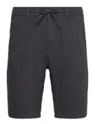 Linen Blend Herringb Short Bottoms Shorts Casual Black Lindbergh