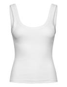 Rib Fitted Tank Top Tops T-shirts & Tops Sleeveless White Monki