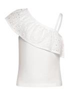 Ruffled Asymmetric T-Shirt Tops T-shirts Sleeveless White Mango