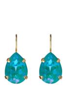 Mini Drop Clasp Earrings Gold Øredobber Smykker Blue Caroline Svedbom
