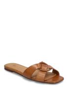 Leather O-Ring Sandal Flate Sandaler Brown Polo Ralph Lauren