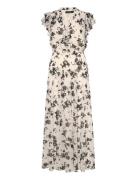 Floral Georgette Tie-Neck Maxidress Maxikjole Festkjole White Lauren R...