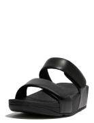 Lulu Adjustable Leather Slides Sandal Med Hæl Black FitFlop