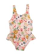 Eva – Badedragt 3-4 År – Ocean Blossom Badedrakt Badetøy Pink Filibabb...