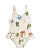 Eva – Badedragt 3-4 År – Dino Beach Badedrakt Badetøy Cream Filibabba
