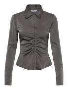 Long-Sleeved Fitted Satin Shirt Tops Shirts Long-sleeved Green Weekday