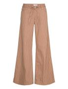 Wide Leg Jeans With Stripes And Belt Bottoms Jeans Wide Brown Mango