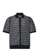 Rolando Logo Jacquard Polo Tops Polos Short-sleeved Navy J. Lindeberg