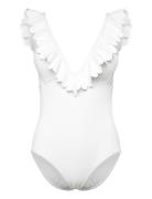 Justine Swimsuit Badedrakt Badetøy White Malina