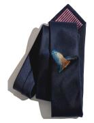 Navy Kingfisher Silk Tie Slips Navy AN IVY