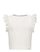 Kmgdrea Liife S/L Detail-Top Jrs Tops T-shirts Sleeveless White Kids O...