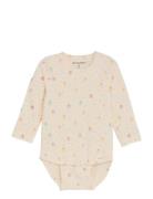 Body Ls Aop Langermet Bodysuit Cream Minymo