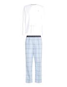 Ls Pant Woven Set Print Pyjamas White Tommy Hilfiger