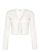 Ribbed Tie-Front Cardigan Tops Knitwear Cardigans White Monki