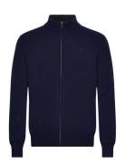 Lambswool Fzip Tops Knitwear Full Zip Jumpers Navy Hackett London