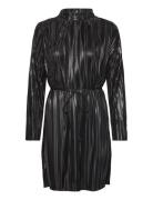 Slfnaline Ls High Neck Short Plisse Dres Kort Kjole Black Selected Fem...