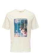 Onsmagdy Life Reg Photoprint Ss Tee Tops T-shirts Short-sleeved Cream ...