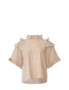 Lesly Blouse Tops Blouses Short-sleeved Beige Noella