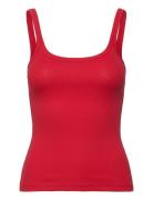 Close Fitted Ribbed Singlet Tops T-shirts & Tops Sleeveless Red Weekda...