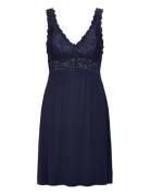 Nora Lace Slip Dress Nattkjole Navy Hunkemöller
