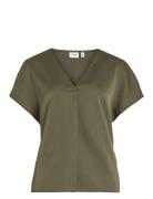 Viellette V-Neck S/S Satin Top - Noos Tops T-shirts & Tops Short-sleev...