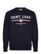 Graphic C-Neck Sweat Tops Sweat-shirts & Hoodies Sweat-shirts Navy GAN...