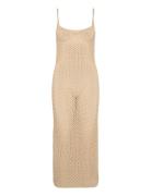 Claudine Knitted Slip Beach Maxi Dress Strandklær Beige Malina