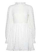 Frill Structured Dress Kort Kjole White Bubbleroom