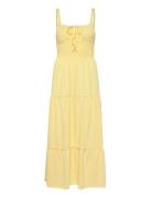 Tie Smock Dress Maxikjole Festkjole Yellow Bubbleroom