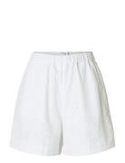 Slflaerke Hw Wide Broderi Ang Shorts B Bottoms Shorts Casual Shorts Wh...
