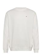 Tjm Reg S Flag Crew Ext Tops T-shirts Long-sleeved White Tommy Jeans