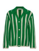 2380 Crochet Texture Knit, Knit Col Tops Knitwear Cardigans Green STIN...