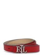 Logo Reversible Crosshatch Skinny Belt Belte Red Lauren Ralph Lauren