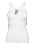 Sl Cotton Rib Solid Tank Tops T-shirts & Tops Sleeveless White Calvin ...