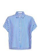 Short Sleeve Striped Shirt Tops Shirts Short-sleeved Blue Mango
