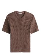 Co Cable Fine Gg S/S C-Nk Cardi Tops Knitwear Cardigans Brown Tommy Hi...