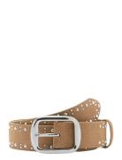 Suede Belt With Studs Belte Beige Mango