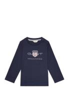 Archive Sheild Ls T-Shirt Tops T-shirts Long-sleeved T-shirts Navy GAN...