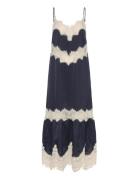 Delicate Lace Slip Dress Knelang Kjole Navy Stella Nova