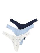 Brief Nellie Thong Cotton 3 P Stringtruse Undertøy Blue Lindex