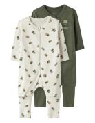 Nbmnightsuit 2P Zip Ff Robot Noos Pyjamas Sie Jumpsuit Khaki Green Nam...