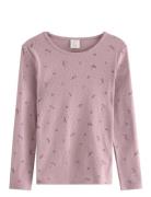 Top Ls Pointelle Aop Tops T-shirts Long-sleeved T-shirts Pink Lindex