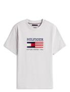 Americana Monotype Flag Box Tee Tops T-shirts Short-sleeved Grey Tommy...