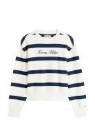 Script Reg Pique Swtshrt Tops Sweat-shirts & Hoodies Sweat-shirts Whit...