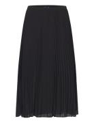Pleated Solid Skirt Knelangt Skjørt Black French Connection